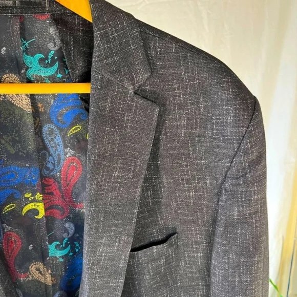 Luchiano Visconti Charcoal Geometric Design Travel Coat - Size 44R - Picture 5 of 7